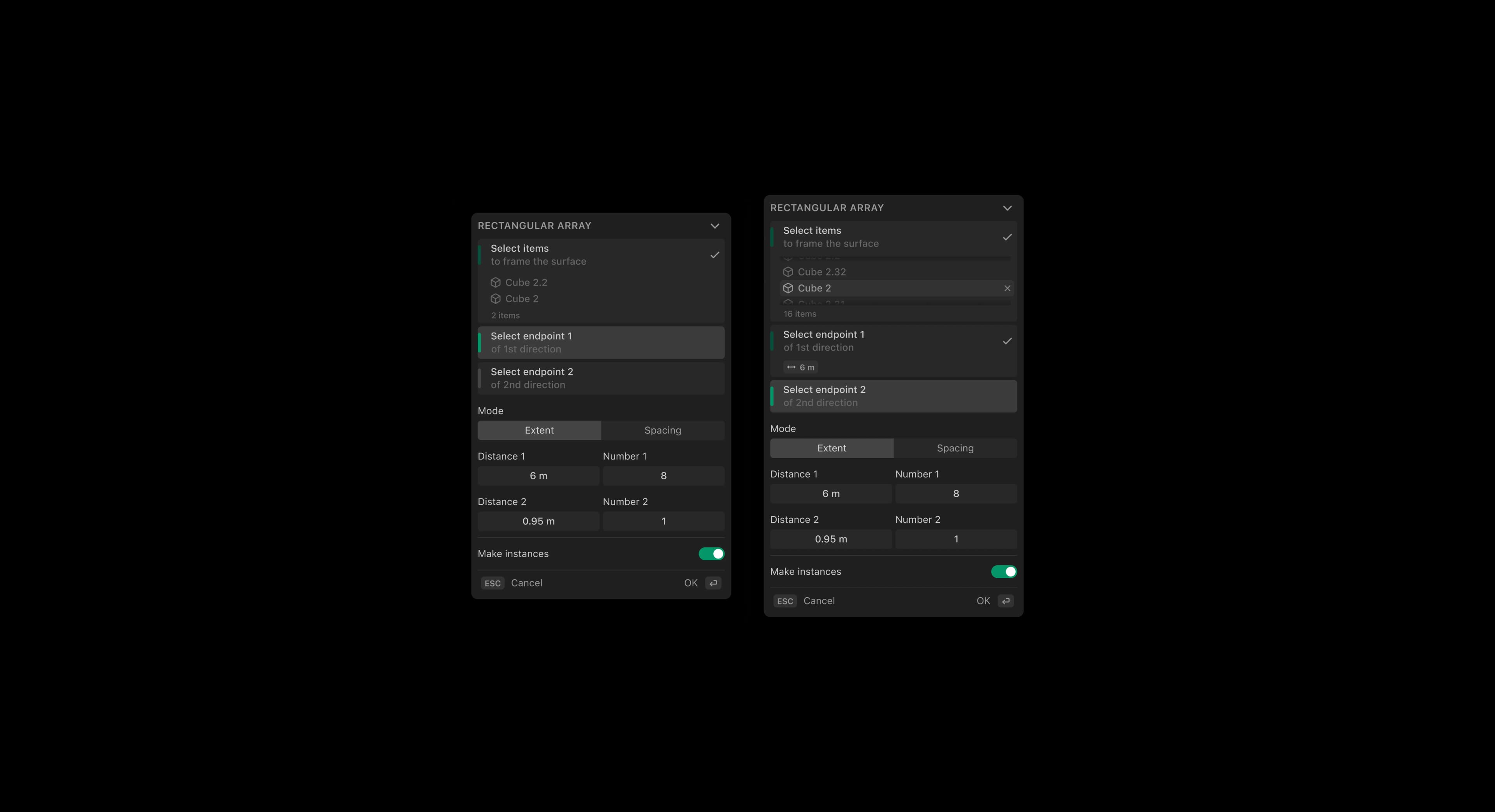 Plasticity rectangular array controls
