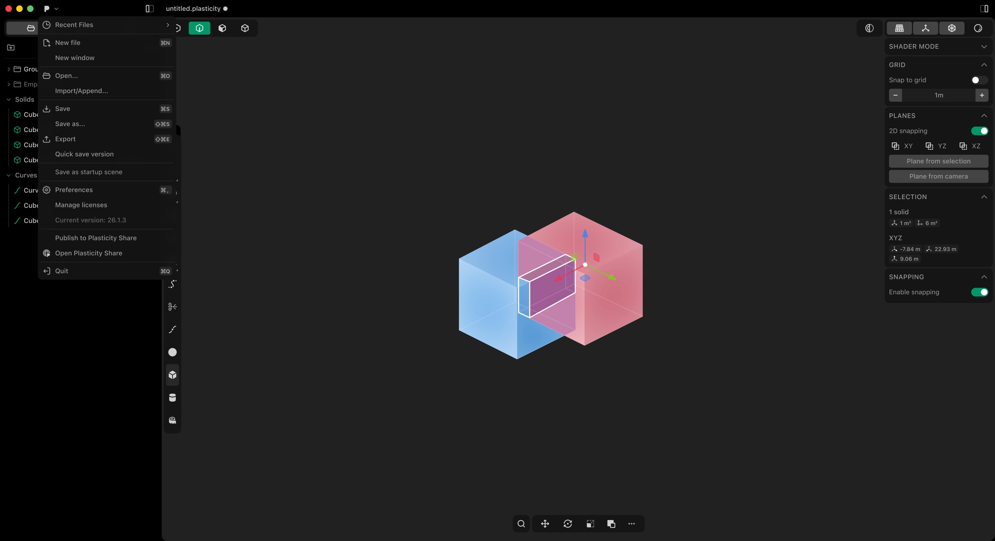 Plasticity modeling workspace interface